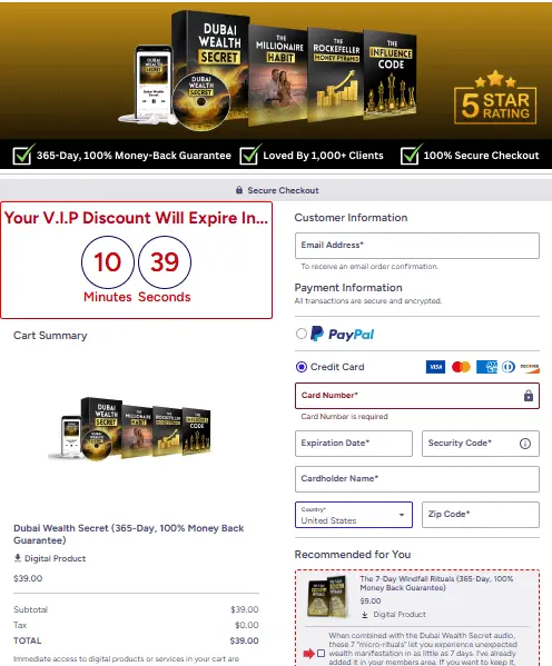 Dubai Wealth Secret - Secure Checkout Page